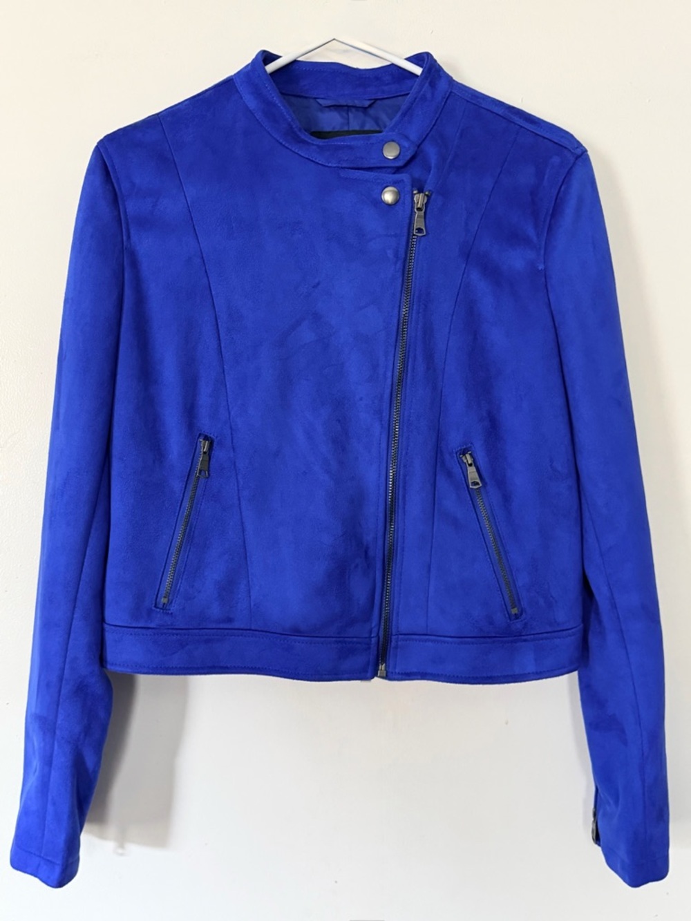 Banana Republic Cobalt Blue Faux-Suede Moto Jacket